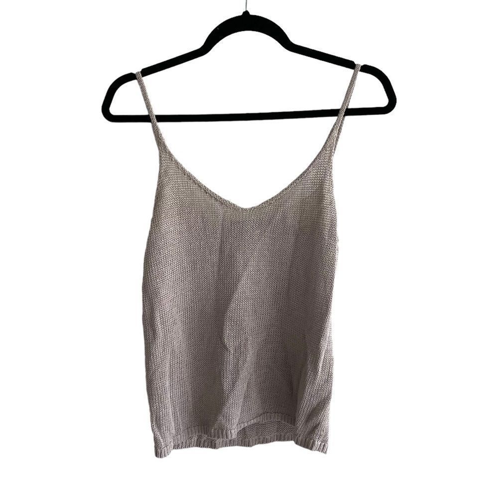 BANANA REPUBLIC Linen Blend Knit Sleeveless Sweater Tank Top Tan M
